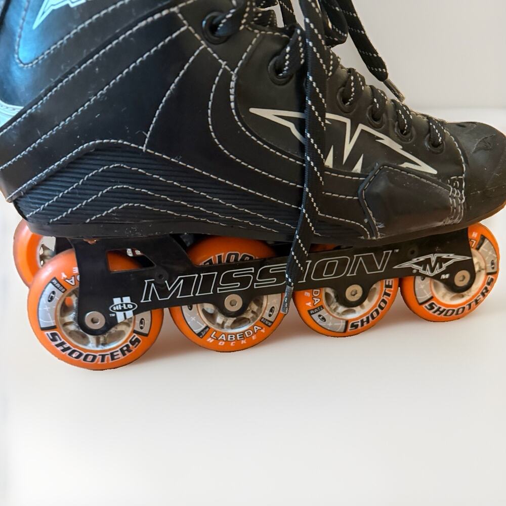 MiISSION Inline Skates Men’s Size 10 Black & Silver Orange Wheels 3798/C - Picture 10 of 14